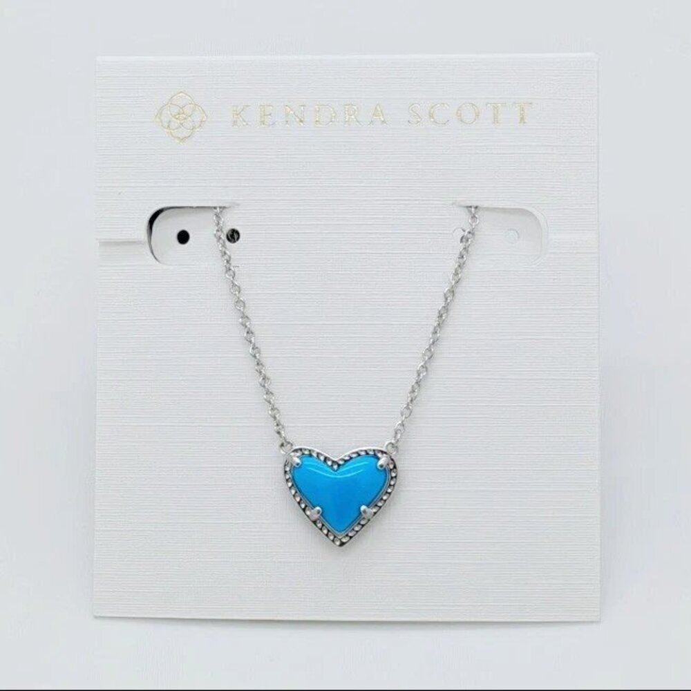 Kendra Scott Ari Heart Silver Necklace in Turquoise